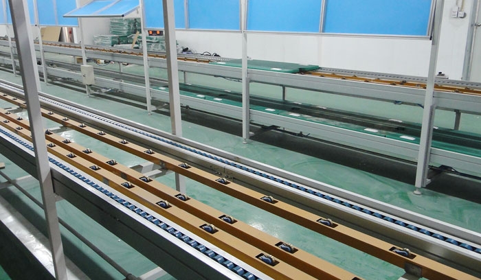 Synchronous belt conveyor line