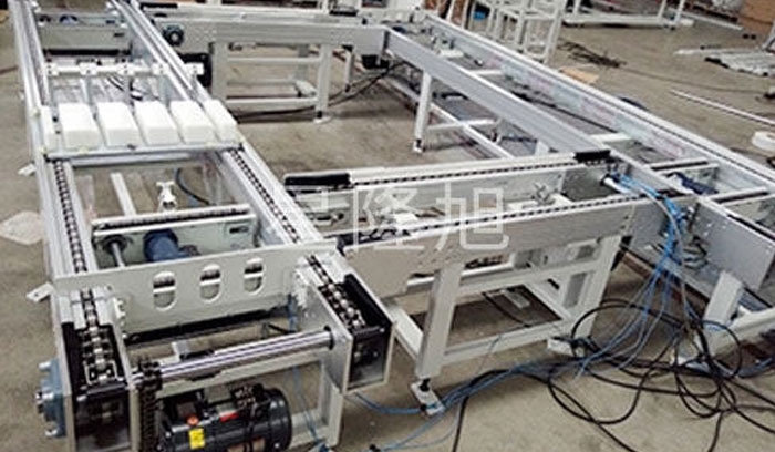 Double speed chain and synchronous belt line installation